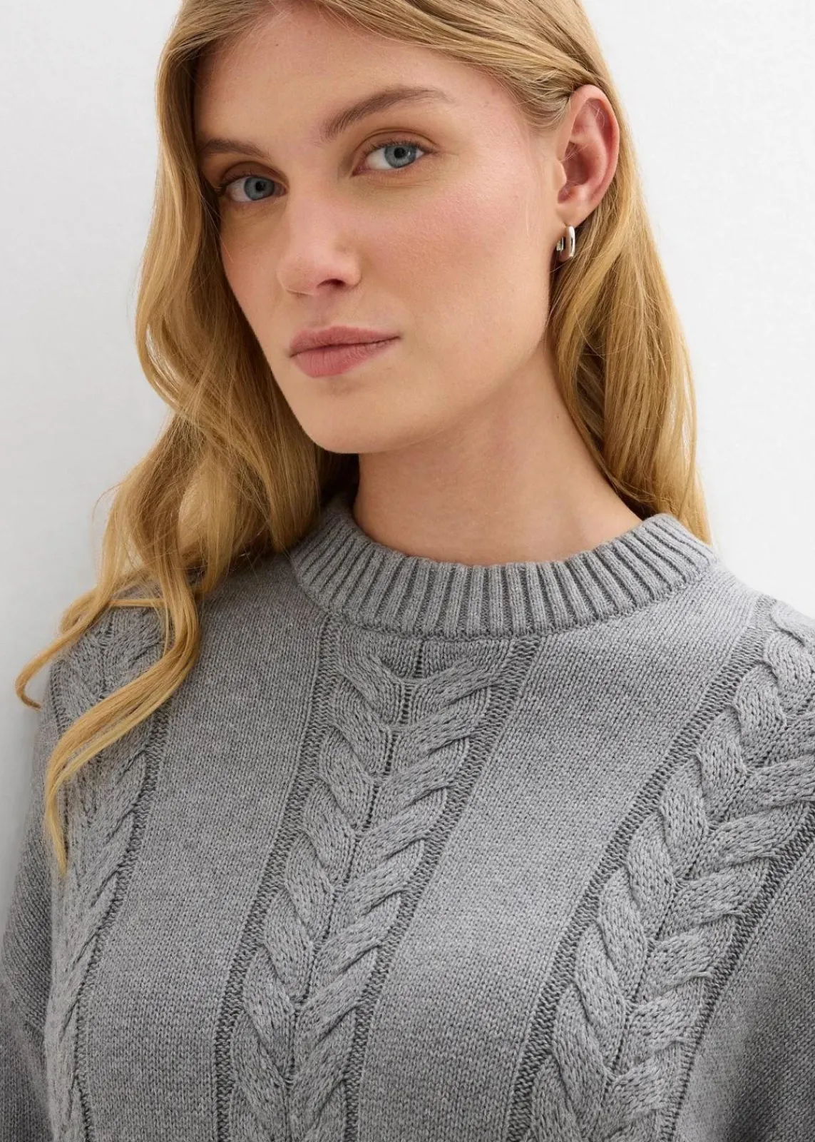 bonprix Bekleidung·Umstandsmode|Strickmode^Strickkleid aus reiner Baumwolle grau meliert