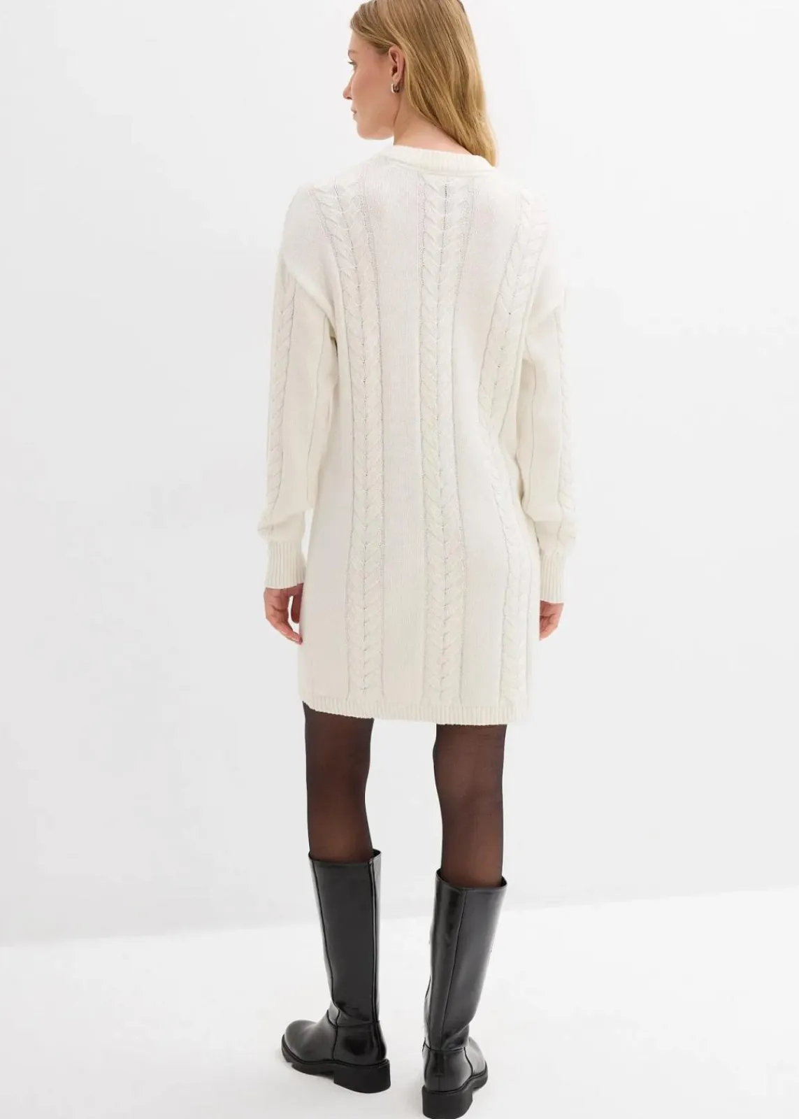bonprix Bekleidung·Umstandsmode|Strickmode^Strickkleid aus reiner Baumwolle wollweiß