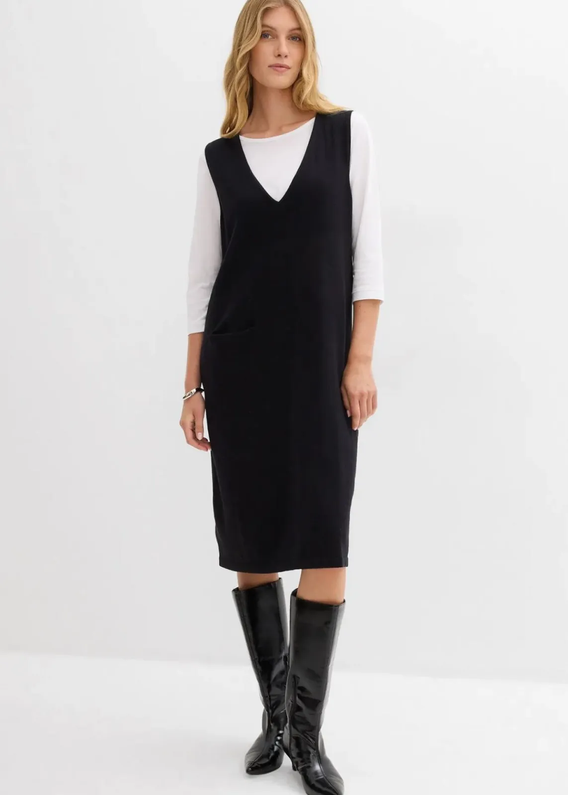 bonprix Bekleidung·Umstandsmode|Strickmode^Strickkleid aus reiner Baumwolle schwarz