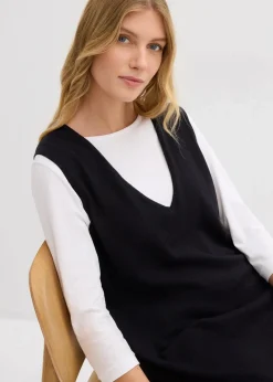 bonprix Bekleidung·Umstandsmode|Strickmode^Strickkleid aus reiner Baumwolle schwarz