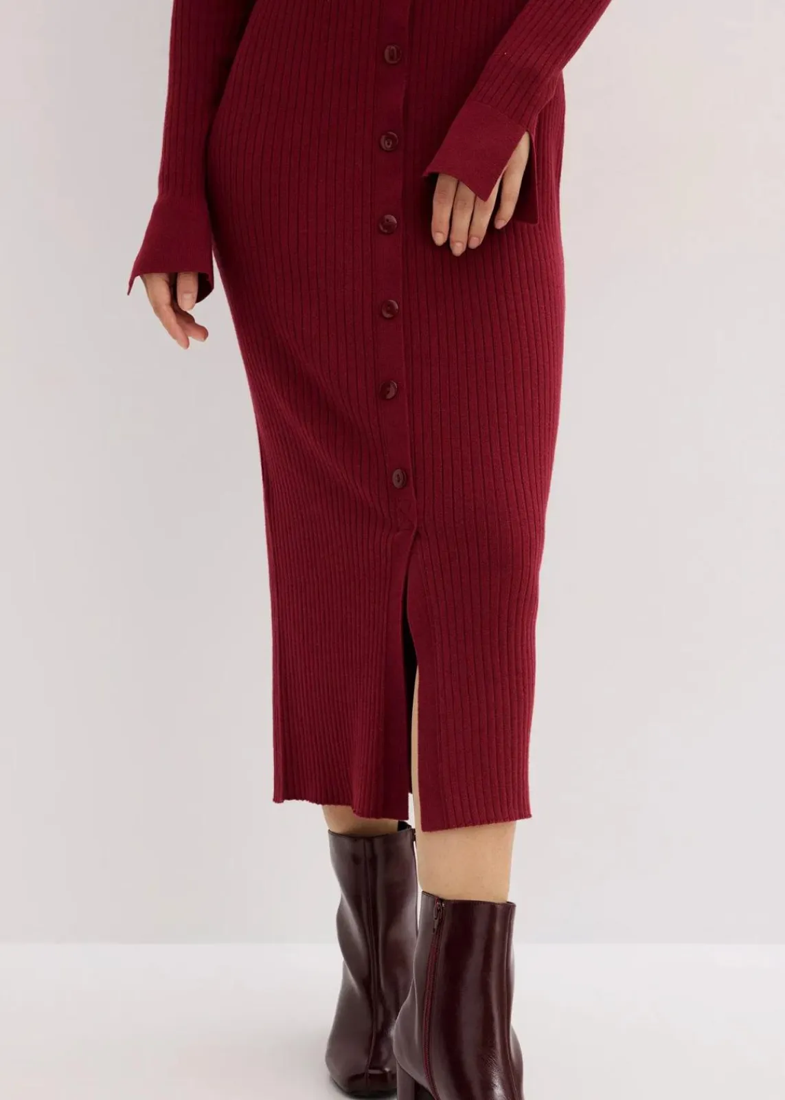 bonprix Bekleidung·Umstandsmode|Strickmode^Strickkleid aus softem Viskose-Mix pflaumenrot