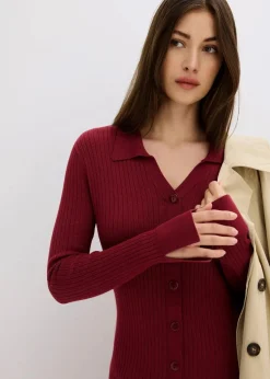 bonprix Bekleidung·Umstandsmode|Strickmode^Strickkleid aus softem Viskose-Mix pflaumenrot
