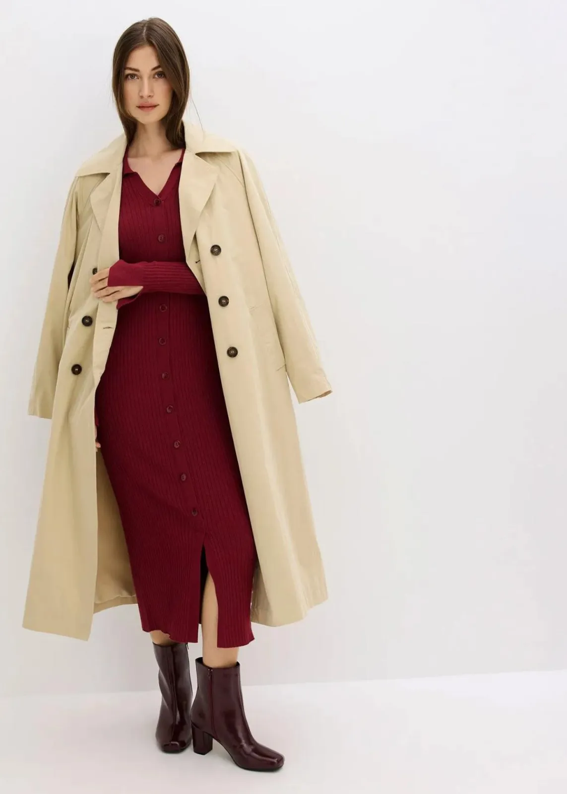 bonprix Bekleidung·Umstandsmode|Strickmode^Strickkleid aus softem Viskose-Mix pflaumenrot