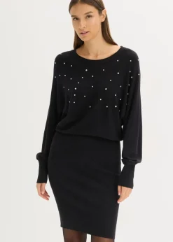 bonprix Bekleidung·Umstandsmode|Bekleidung·Pullover & Strickjacken^Strickkleid aus softem Viskose-Mix schwarz