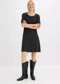 bonprix Kleider|Strickmode^Strickkleid aus softem Viskose-Mix anthrazit meliert