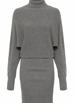 bonprix Bekleidung·Pullover & Strickjacken|Kleider^Strickkleid aus Viskose-Mix grau meliert