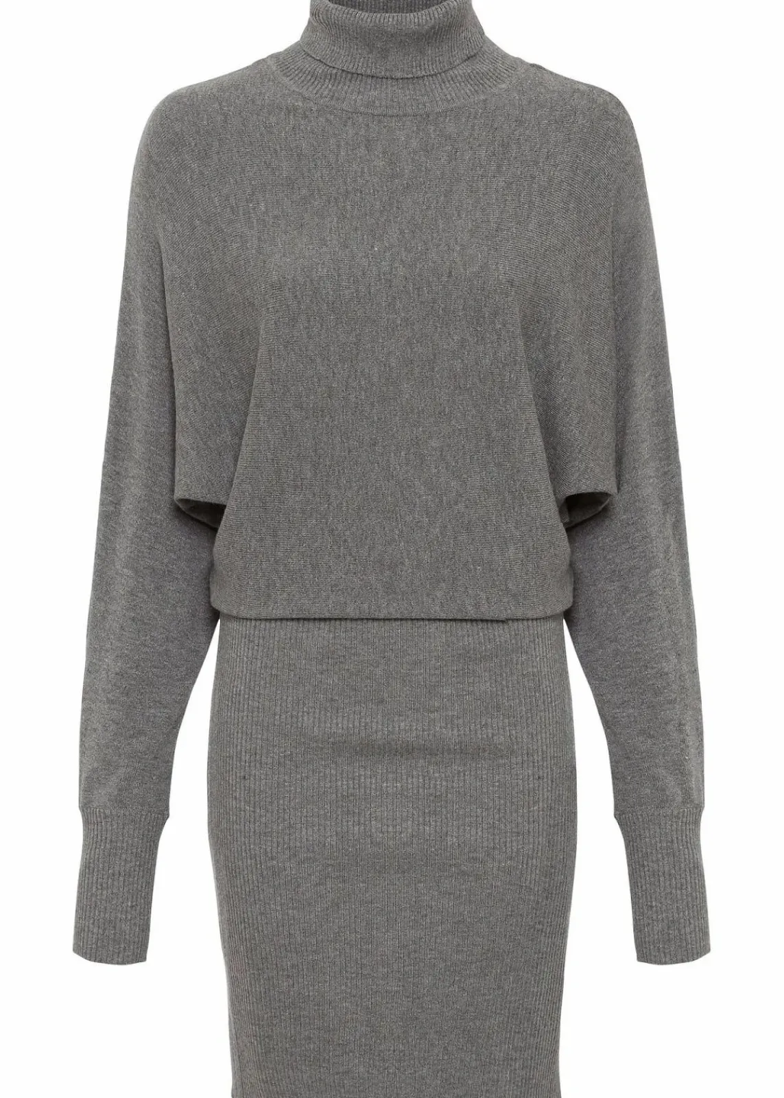 bonprix Bekleidung·Pullover & Strickjacken|Kleider^Strickkleid aus Viskose-Mix grau meliert