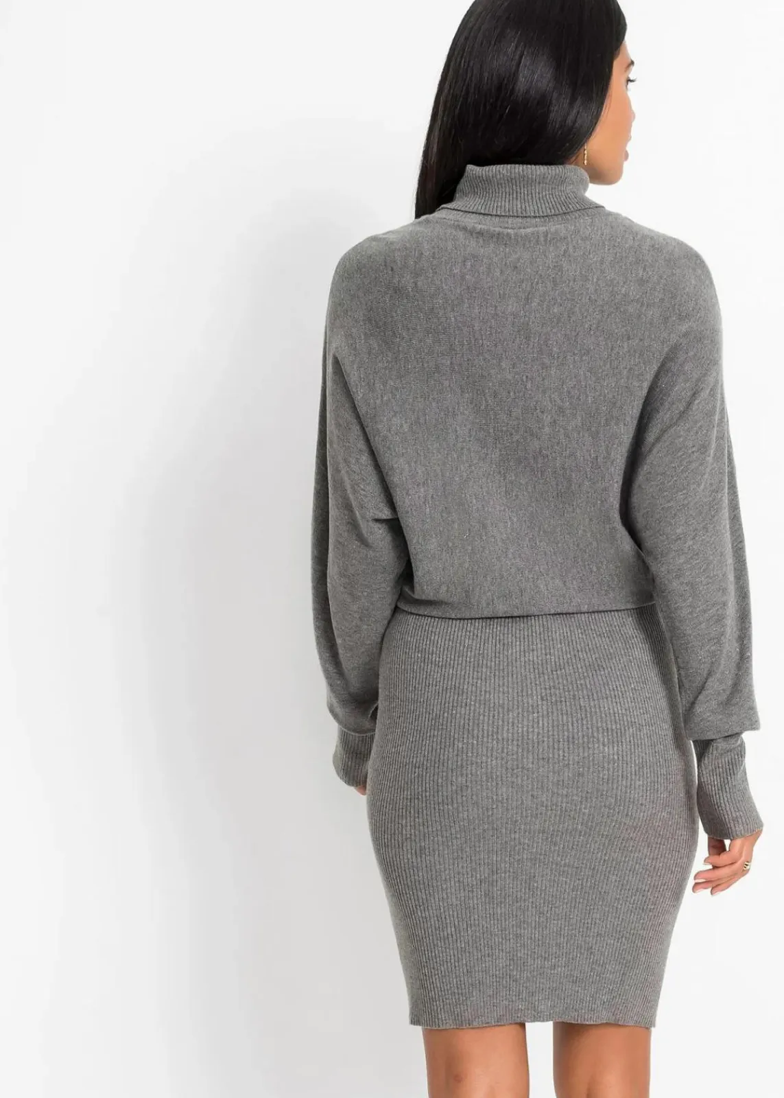 bonprix Bekleidung·Pullover & Strickjacken|Kleider^Strickkleid aus Viskose-Mix grau meliert