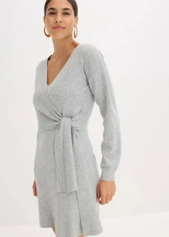 bonprix Bekleidung·Umstandsmode|Bekleidung·Pullover & Strickjacken^Strickkleid aus Viskose-Mix hellgrau meliert