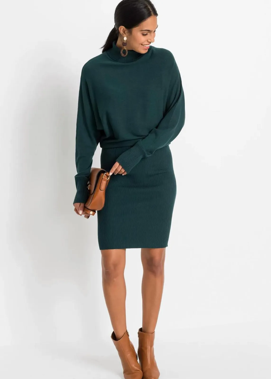 bonprix Bekleidung·Umstandsmode|Strickmode^Strickkleid aus Viskose-Mix petrolgrün