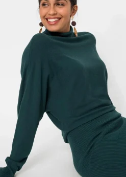 bonprix Bekleidung·Umstandsmode|Strickmode^Strickkleid aus Viskose-Mix petrolgrün