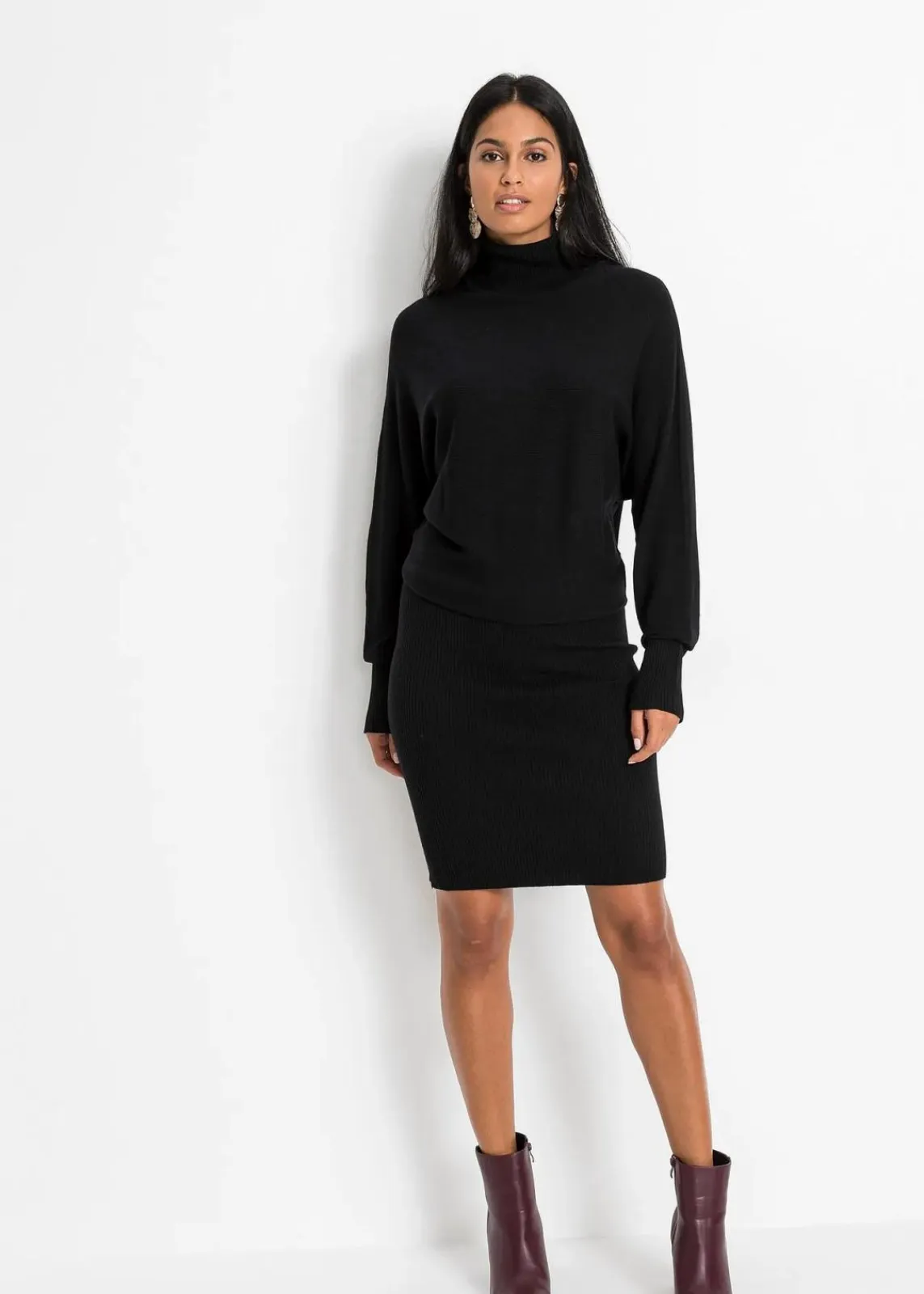 bonprix Bekleidung·Umstandsmode|Strickmode^Strickkleid aus Viskose-Mix schwarz
