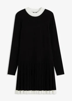 bonprix Strickmode|Kleider^Strickkleid aus Viskose-Mix schwarz/weiß