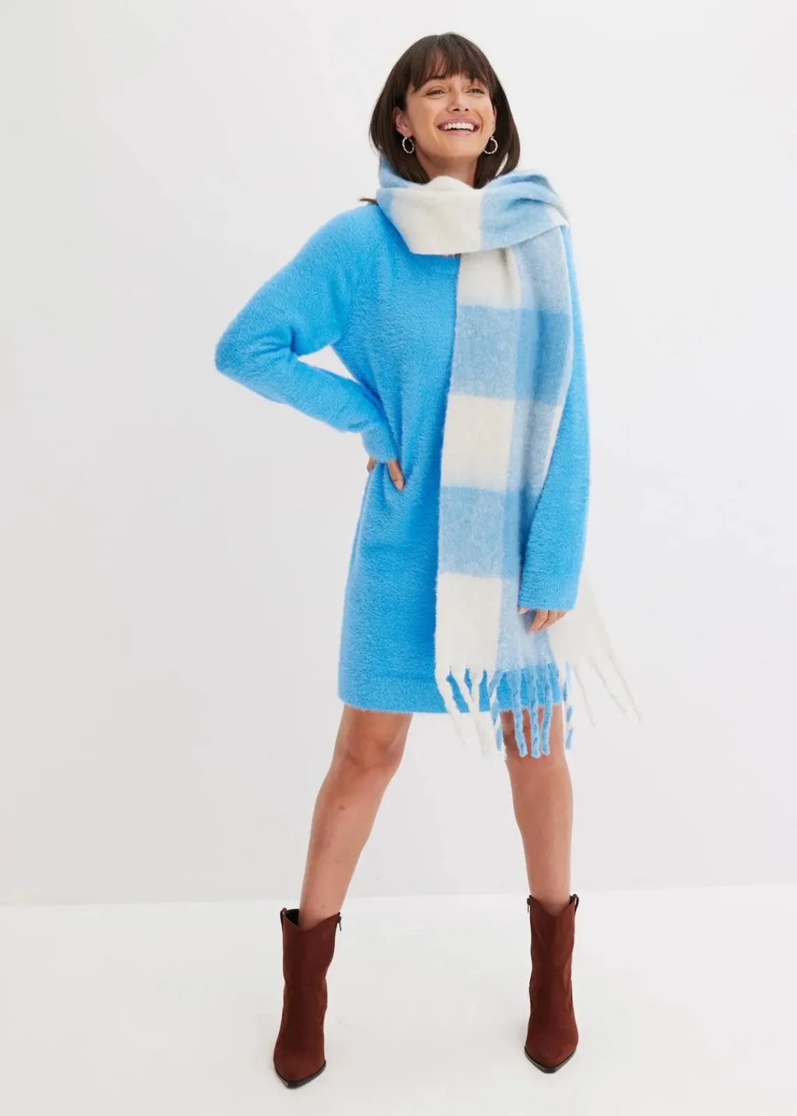 bonprix Bekleidung·Umstandsmode|Bekleidung·Pullover & Strickjacken^Strickkleid aus Viskose-Mix brilliantblau