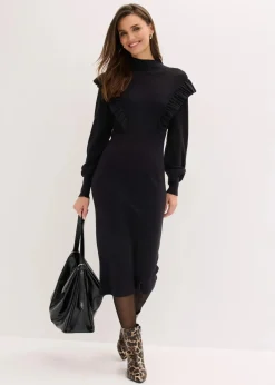 bonprix Bekleidung·Umstandsmode|Bekleidung·Pullover & Strickjacken^Strickkleid aus Viskose-Mix schwarz
