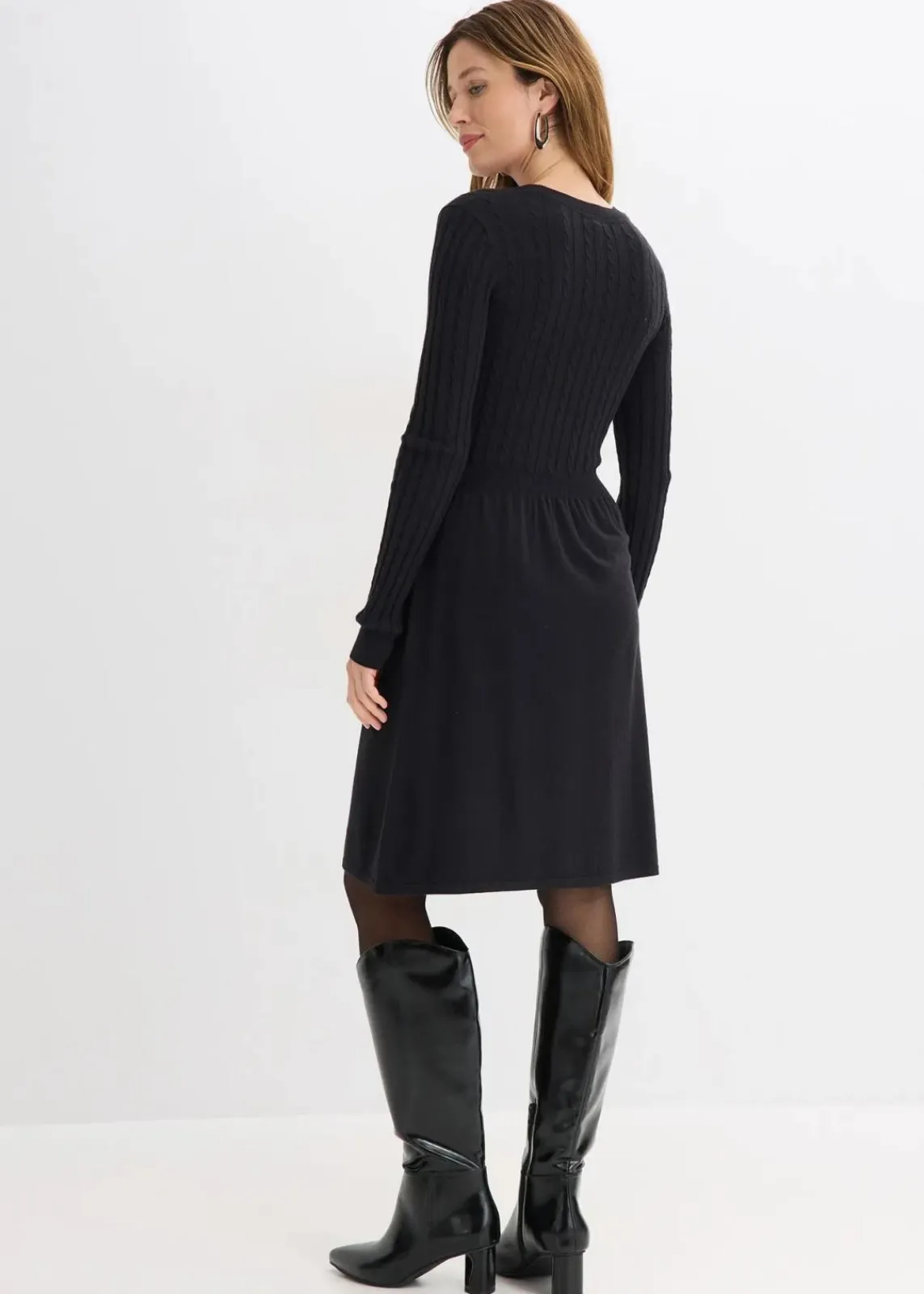 bonprix Bekleidung·Umstandsmode|Strickmode^Strickkleid aus Viskose-Mix schwarz