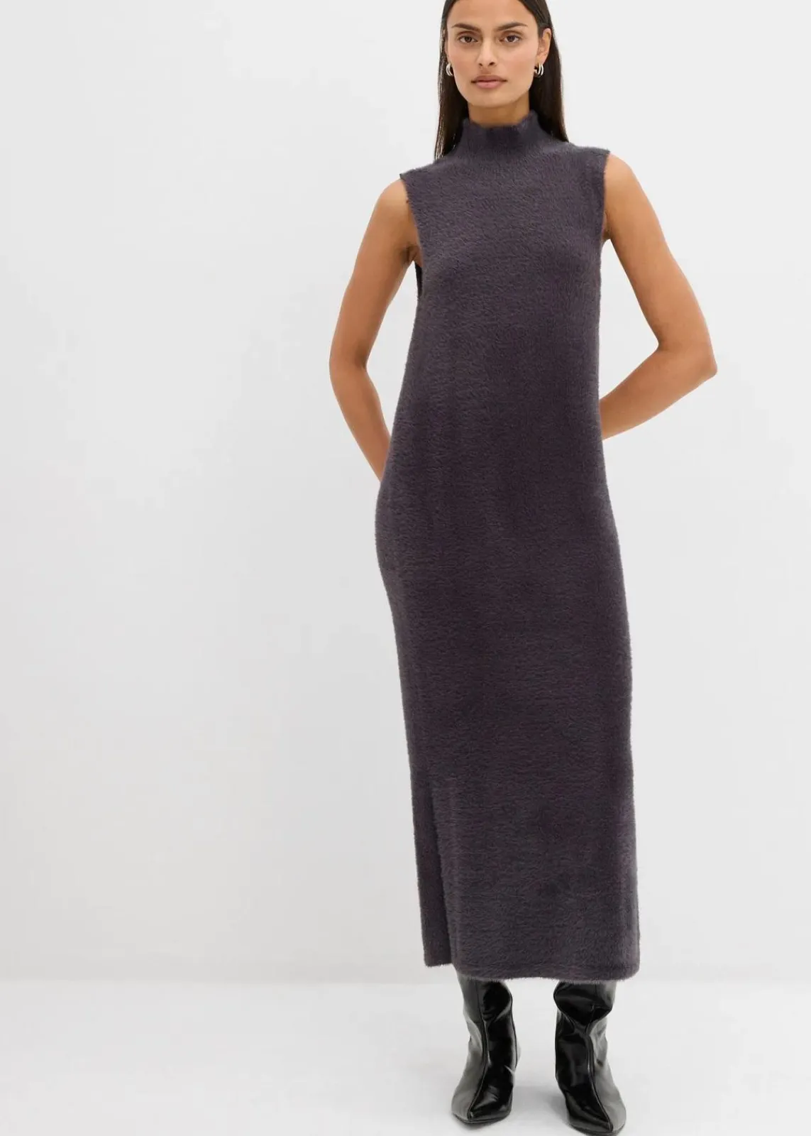 bonprix Bekleidung·Umstandsmode|Bekleidung·Pullover & Strickjacken^Strickkleid aus Viskose-Mix anthrazit meliert