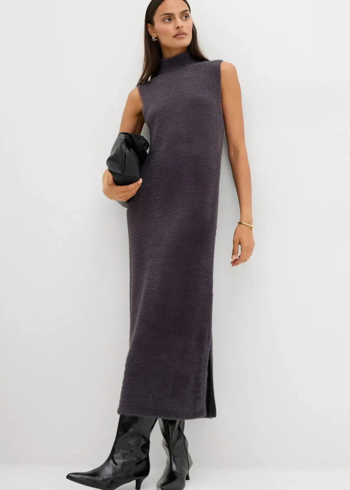 bonprix Bekleidung·Umstandsmode|Bekleidung·Pullover & Strickjacken^Strickkleid aus Viskose-Mix anthrazit meliert