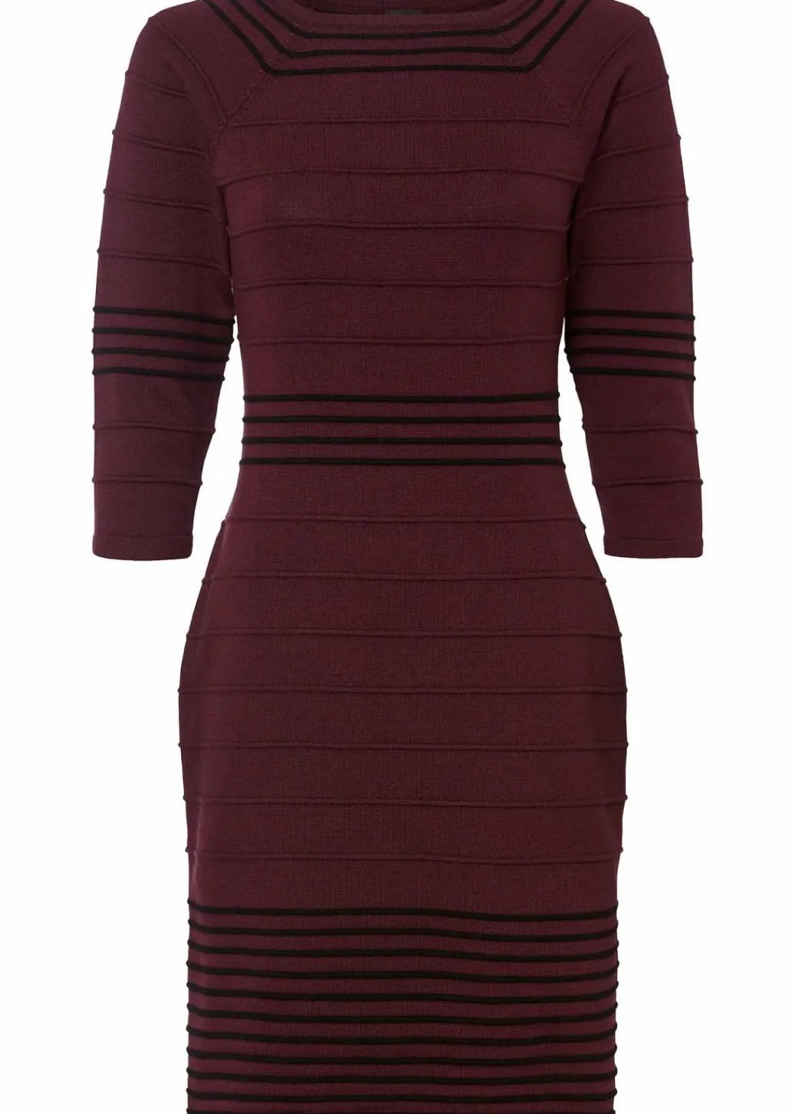 bonprix Kleider|Strickmode^Strickkleid aus weichem Viskose-Mix weinrot/schwarz