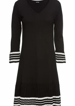 bonprix Bekleidung·Umstandsmode|Bekleidung·Pullover & Strickjacken^Strickkleid aus weichem Viskose- Mix schwarz/wollweiß gestreift