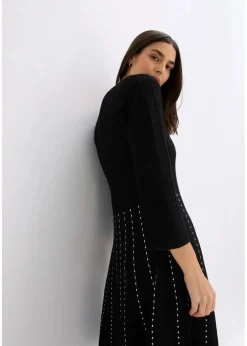 bonprix Kleider|Bekleidung·Pullover & Strickjacken^Strickkleid aus weichem Viskose-Mix schwarz/weiß