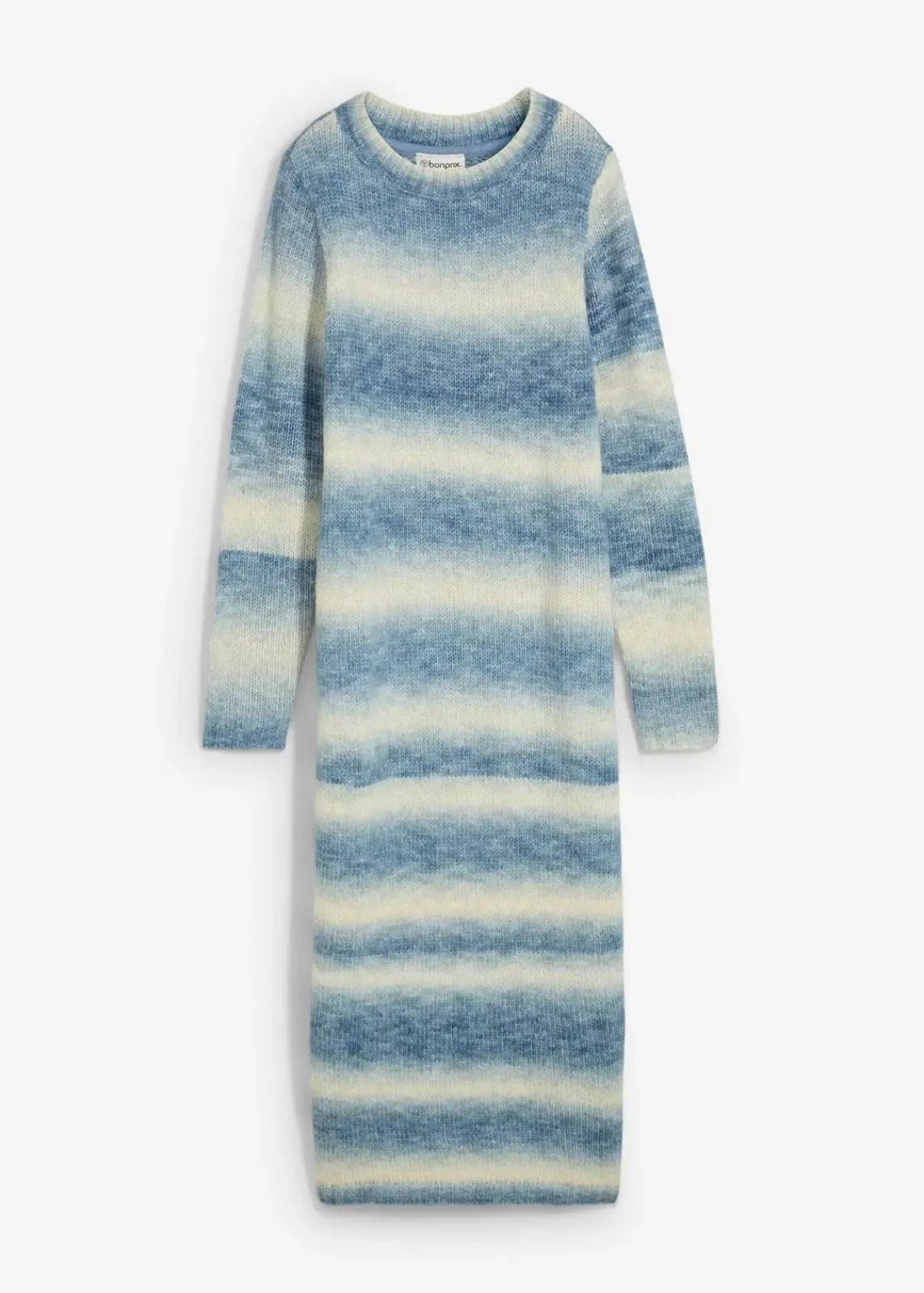 bonprix Kleider|Strickmode^Strickkleid aus weichem Woll-Mix natur/jeansblau