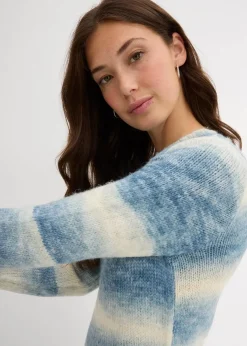bonprix Kleider|Strickmode^Strickkleid aus weichem Woll-Mix natur/jeansblau