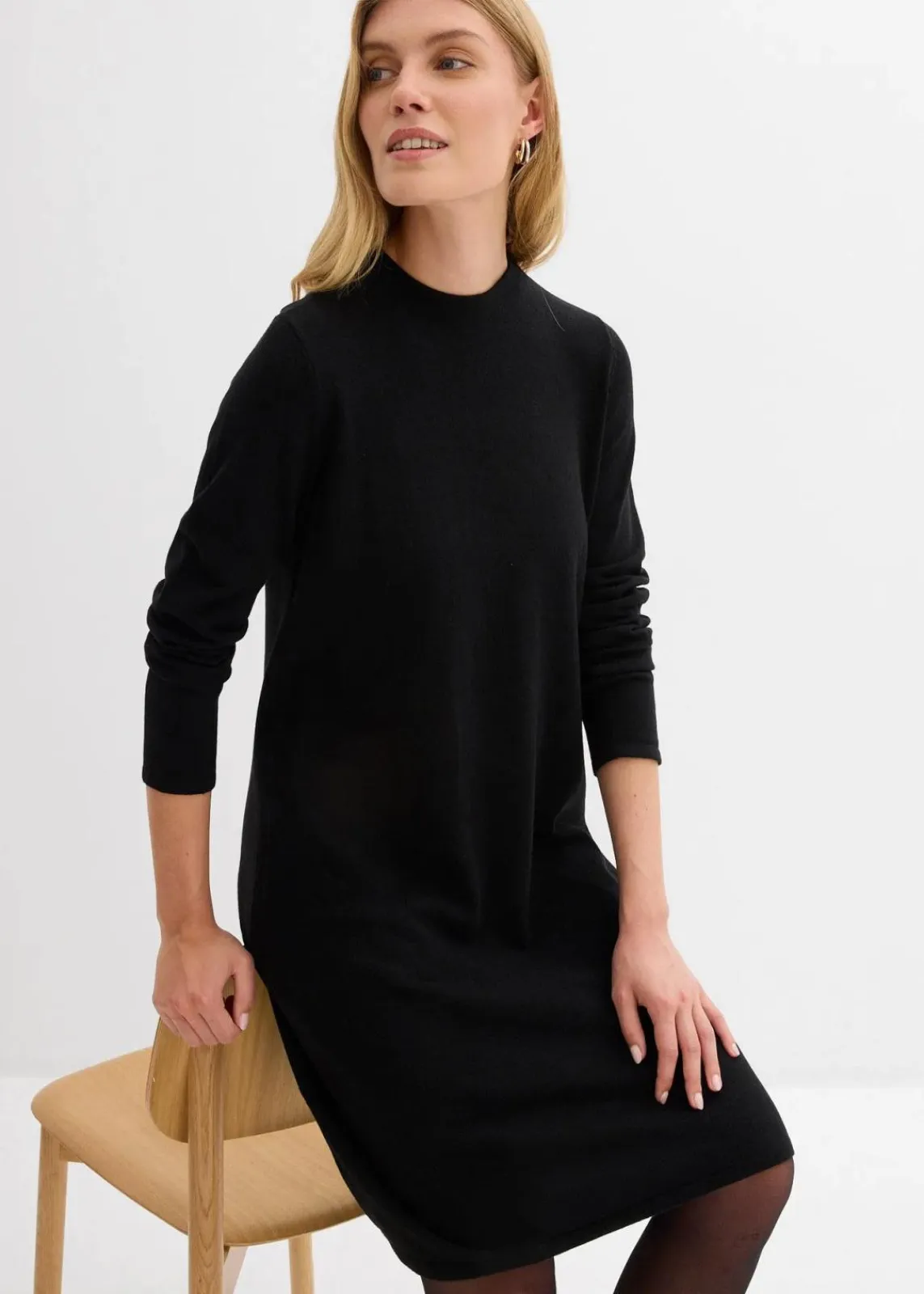 bonprix Bekleidung·Umstandsmode|Strickmode^Strickkleid in A-Linie schwarz