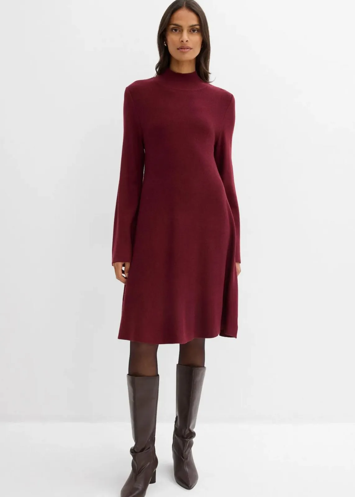 bonprix Bekleidung·Umstandsmode|Strickmode^Strickkleid in A-Linie aus Viskose-Mix ahornrot