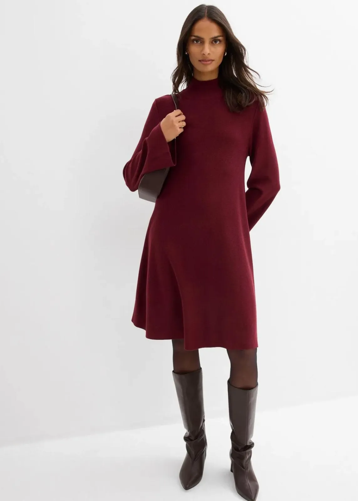 bonprix Bekleidung·Umstandsmode|Strickmode^Strickkleid in A-Linie aus Viskose-Mix ahornrot