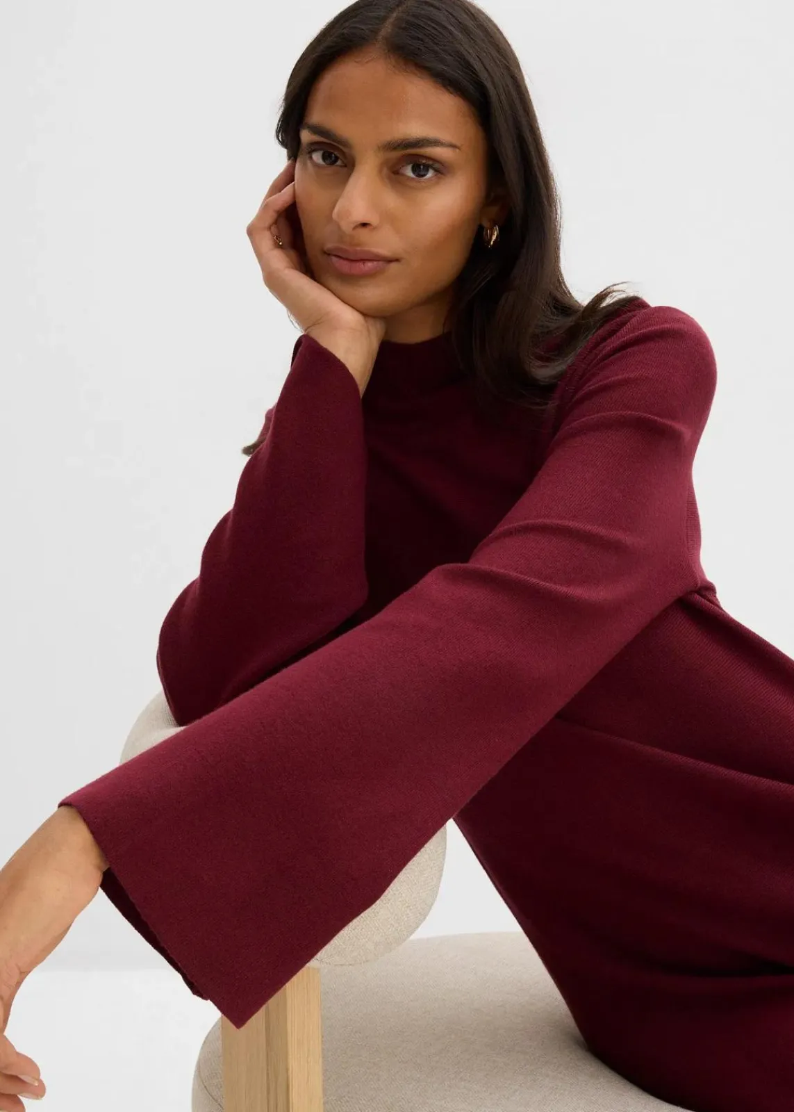 bonprix Bekleidung·Umstandsmode|Strickmode^Strickkleid in A-Linie aus Viskose-Mix ahornrot