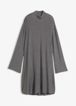bonprix Bekleidung·Pullover & Strickjacken|Kleider^Strickkleid in A-Linie aus Viskose-Mix grau meliert