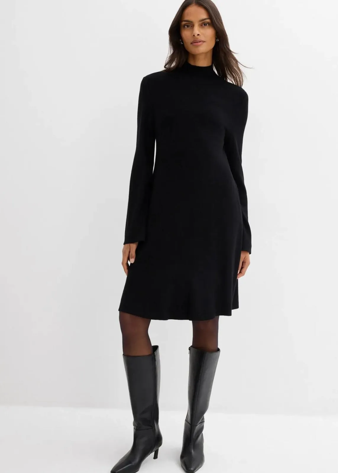 bonprix Bekleidung·Umstandsmode|Strickmode^Strickkleid in A-Linie aus Viskose-Mix schwarz