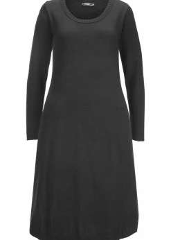 bonprix Kleider|Basics^Strickkleid in ausgestellter Form schwarz