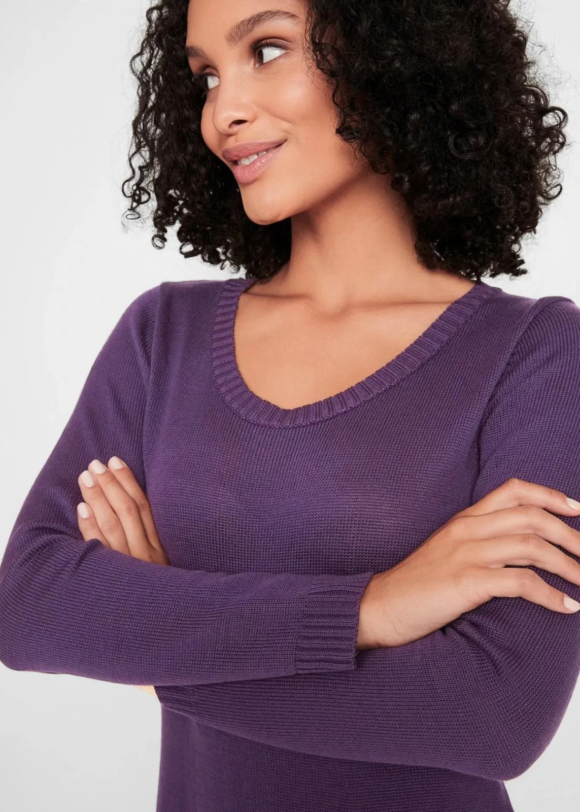 bonprix Kleider|Basics^Strickkleid in ausgestellter Form dunkellila