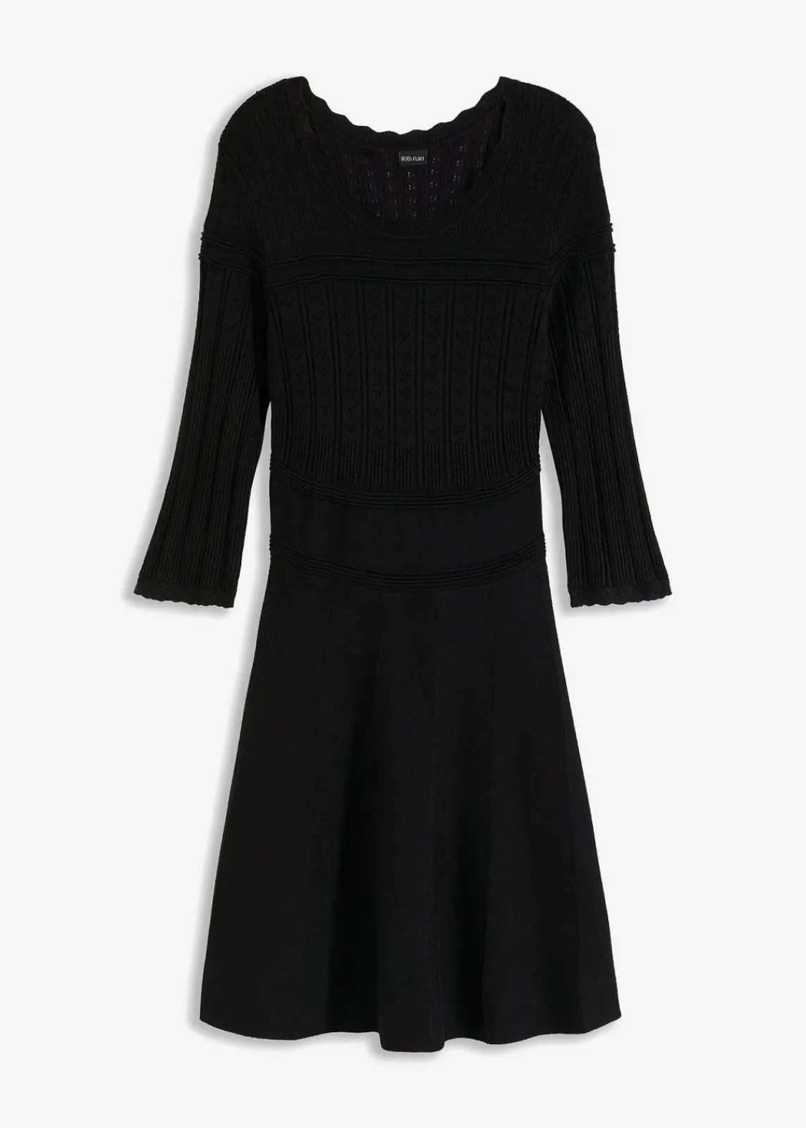 bonprix Bekleidung·Umstandsmode|Strickmode^Strickkleid mit Ajourmuster schwarz