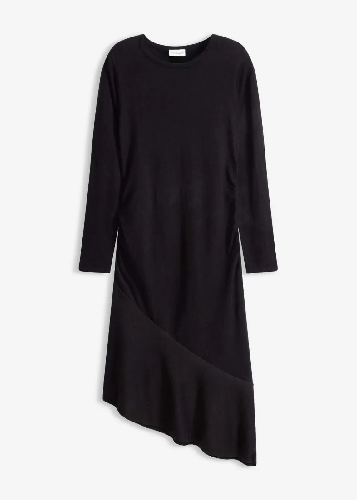 bonprix Bekleidung·Pullover & Strickjacken|Kleider^Strickkleid mit asymmetrischem Saum aus Baumwolle und Kaschmir schwarz