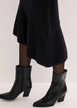 bonprix Bekleidung·Pullover & Strickjacken|Kleider^Strickkleid mit asymmetrischem Saum aus Baumwolle und Kaschmir schwarz