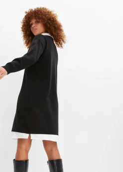 bonprix Bekleidung·Umstandsmode|Bekleidung·Pullover & Strickjacken^Strickkleid mit Blusen-Einsatz schwarz