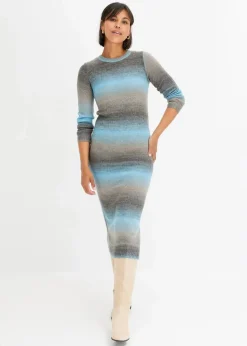 bonprix Bekleidung·Umstandsmode|Bekleidung·Pullover & Strickjacken^Strickkleid mit Farbverlauf alpenblau/hellgrau meliert/grau/rauchgrau/anthrazit