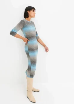 bonprix Bekleidung·Umstandsmode|Bekleidung·Pullover & Strickjacken^Strickkleid mit Farbverlauf alpenblau/hellgrau meliert/grau/rauchgrau/anthrazit