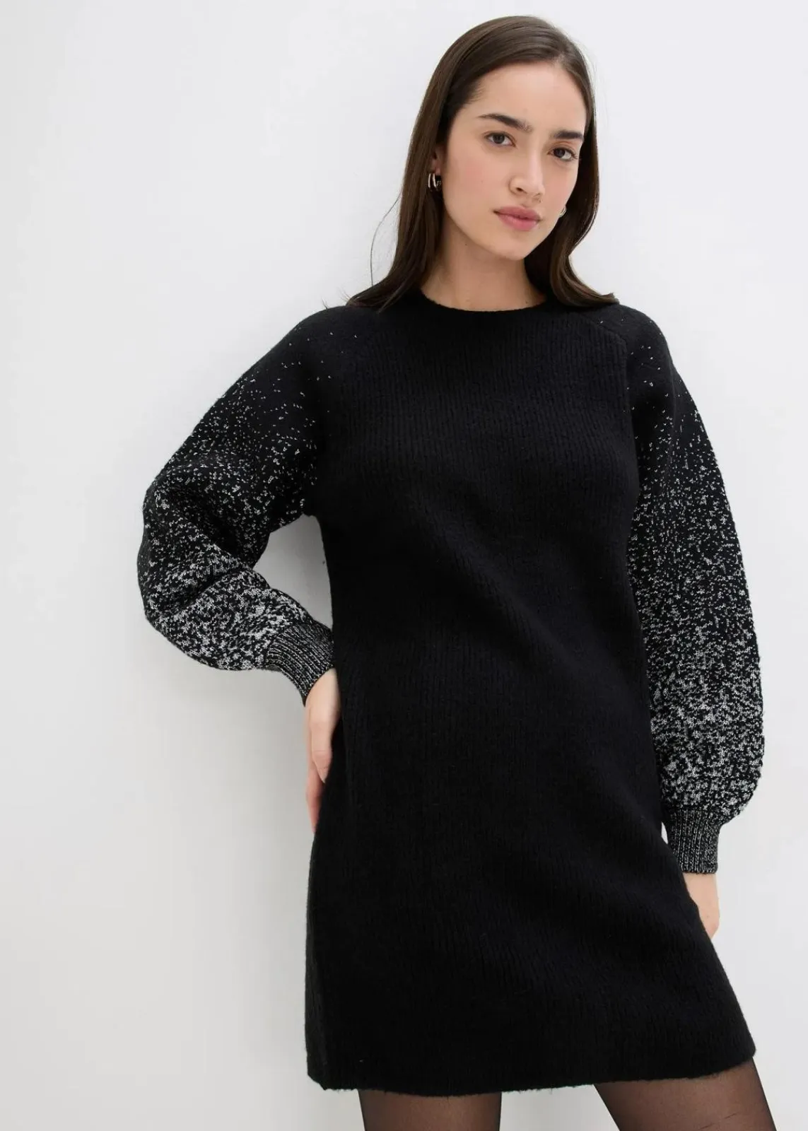bonprix Bekleidung·Umstandsmode|Bekleidung·Pullover & Strickjacken^Strickkleid mit Glitzer-Effekt schwarz/silber
