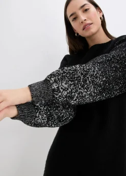 bonprix Bekleidung·Umstandsmode|Bekleidung·Pullover & Strickjacken^Strickkleid mit Glitzer-Effekt schwarz/silber