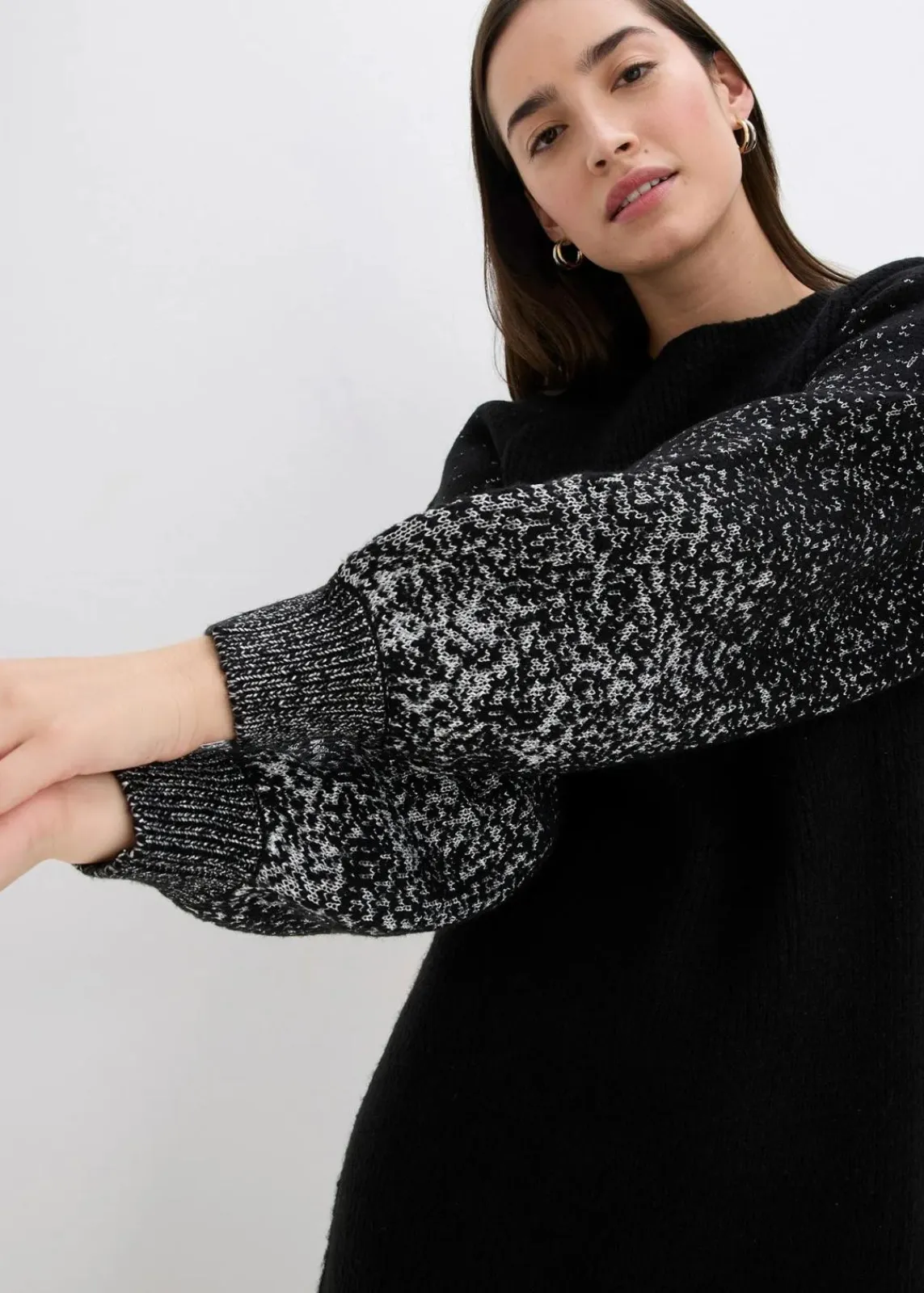 bonprix Bekleidung·Umstandsmode|Bekleidung·Pullover & Strickjacken^Strickkleid mit Glitzer-Effekt schwarz/silber