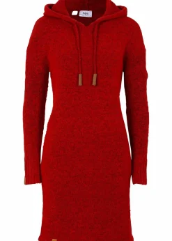 bonprix Kleider|Strickmode^Strickkleid mit Kapuze tiefrot