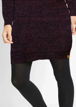 bonprix Bekleidung·Umstandsmode|Strickmode^Strickkleid mit Lederimitat-Details kastanienrot meliert
