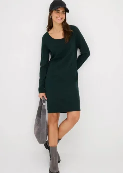 bonprix Bekleidung·Umstandsmode|Strickmode^Strickkleid mit legerem Schnitt tiefgrün