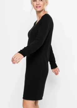 bonprix Basics|Bekleidung·Pullover & Strickjacken^Strickkleid mit legerem Schnitt schwarz