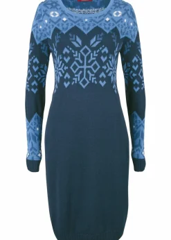 bonprix Bekleidung·Umstandsmode|Kleider^Strickkleid mit Norwegermuster dunkelblau Norwegermuster