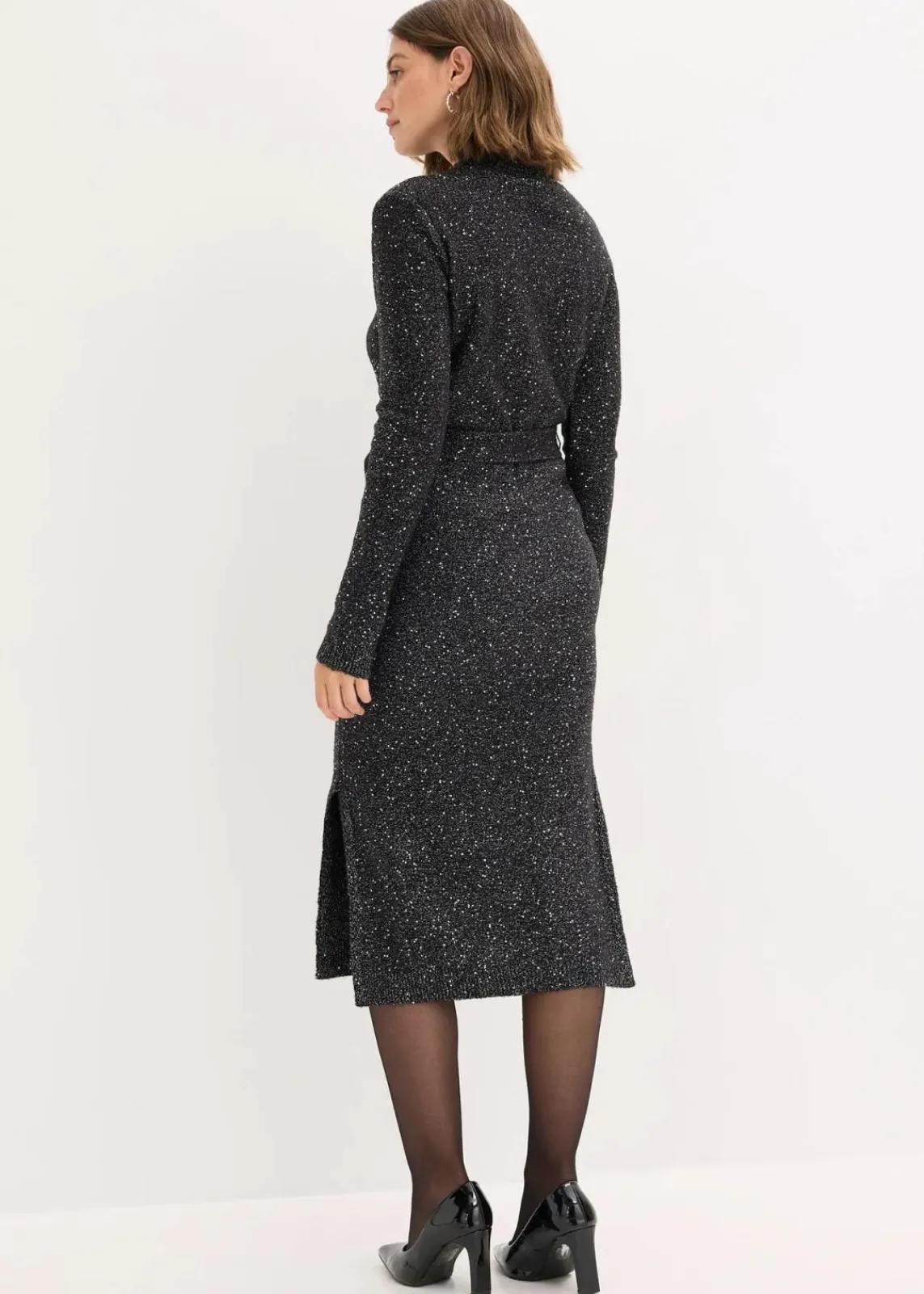 bonprix Bekleidung·Umstandsmode|Bekleidung·Pullover & Strickjacken^Strickkleid mit Pailletten schwarz